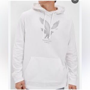 American Eagle Super Soft Long Sleeve Hooded Tshirt, light gray size Large-tall